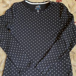 Soft, blk./white polka dot T-XS